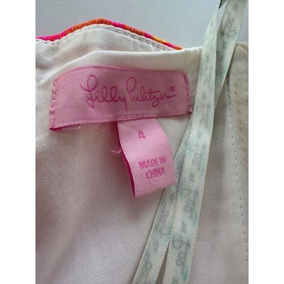 Lilly Pulitzer Size 4 Strapless Pink and Orange Tansy Dress Summer Tropical - Picture 3 of 7